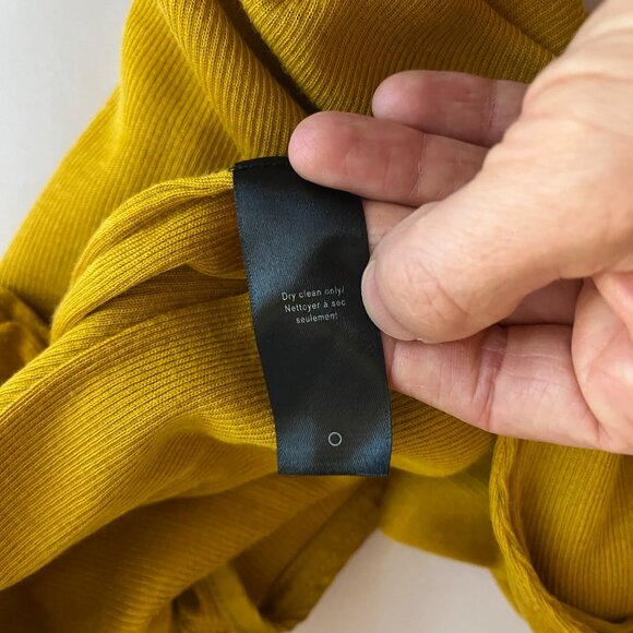 Rag & Bone Size M Yellow Ribbed Knit Top Silk Cashmere Stretchy Thin *Flaw - Picture 14 of 14